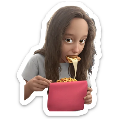 brown-haired girl enjoying food sticker
