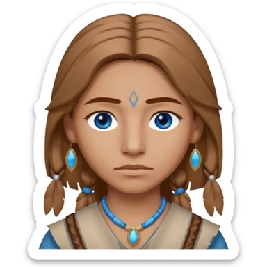 can you make a pale native American emoji with light brown hair and blue eyes  sticker