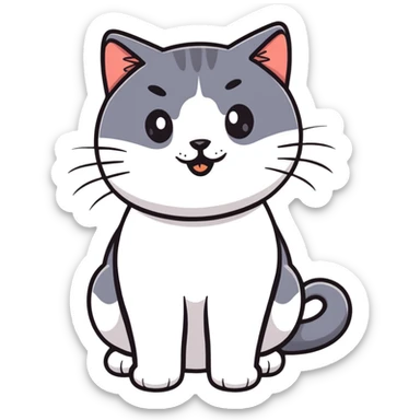 British short-hair cat with a silly face sticker