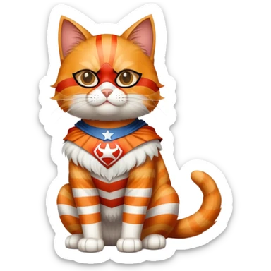 cat full body sitting with superhero mask sticker