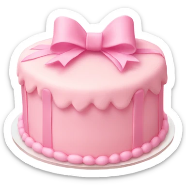 pastel pink cake with small ribbon bows in heart shape sticker