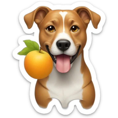 Dog eating whole fruit sticker