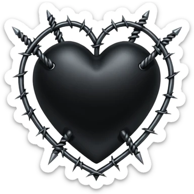 goth heart with a barbed wire border sticker