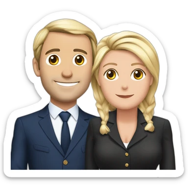 Macron et marine le pen s’embrasse sticker