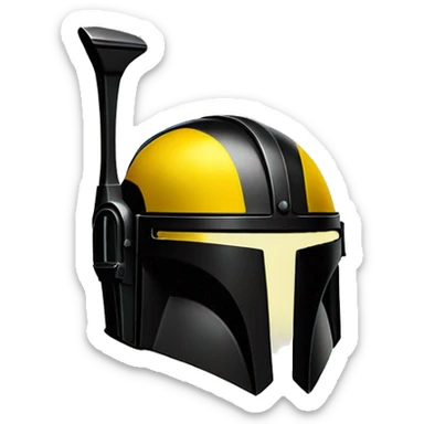 Mandalorian helmet black and yellow with antenna sticker