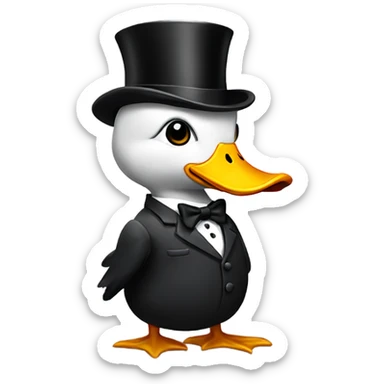 A duck wearing a top hat and a suit while smoking sticker