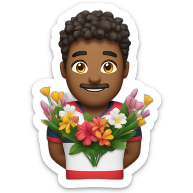 Rugbyman with flowers  sticker