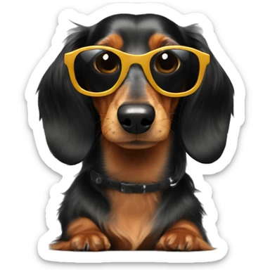 Long haired dachshund wearing sunglasses  sticker