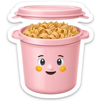 pastel pink food container with pasta inside sticker