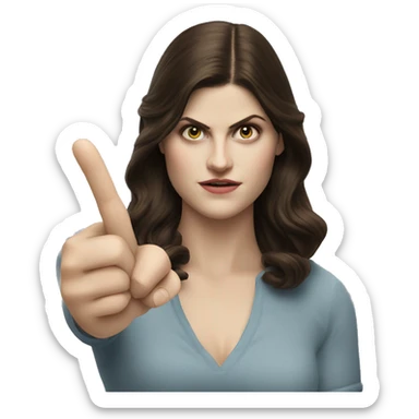 alexandra daddario showing pointing finger and pointing me sticker