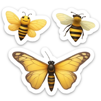 butterfly and friendly bees sticker