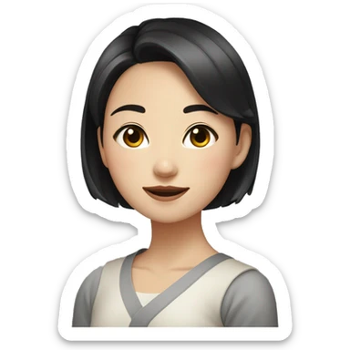 fermer korean girl short black hair sharp jawline, attractive sticker