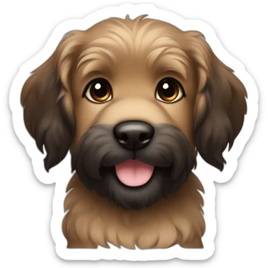 bouvier fawn brown and black puppy face very long hair smiling dark ears sticker