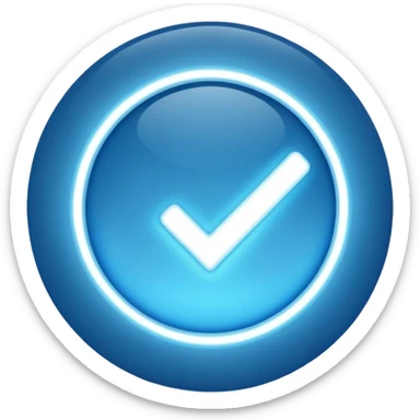 Blue light circle and the white tick inside the blue light circle sticker