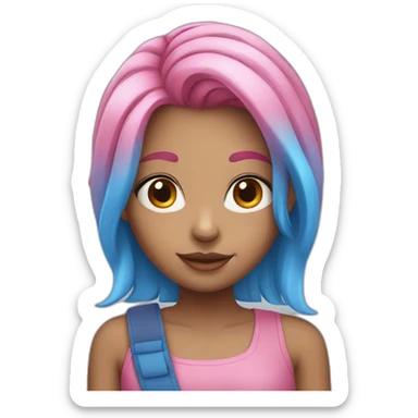 girl with pink hair with blue highlights sticker