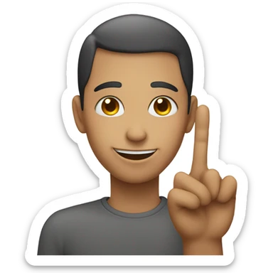 person smiling holding up a peace sign with fingers touching face by eye sticker