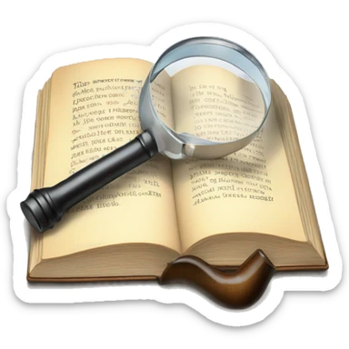 crime book with magnifying glass and pipe sticker