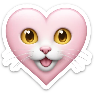 Light pink heart with a cat poking out sticker