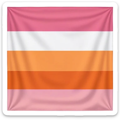 lesbian pride flag with seven horizontal stripes: dark orange, orange, light orange, white, pink, dusty pink, and dark rose. sticker