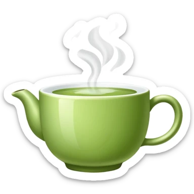 Green tea cup with steam, known for anti-inflammatory effects sticker