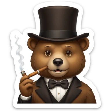 bear head in a top hat with a cigar sticker