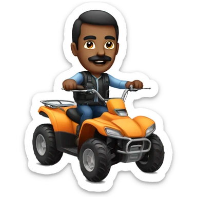 Man with big moustache riding quad bike sticker