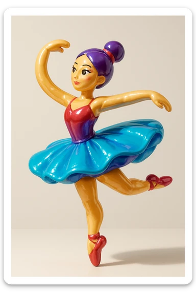 ballerina capuccina, mid-spin, flowing tutu, pointed toes, expressive movement, stage background, poised look sticker