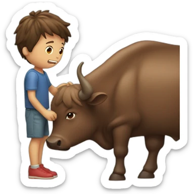 Niño montando un toro sticker