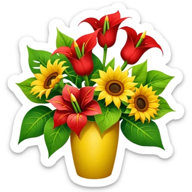 orchidee - sonnenblume - anthurienstrauss - ohne wase sticker