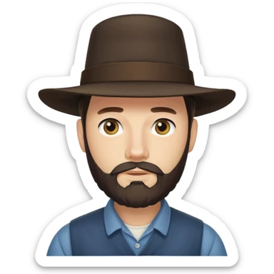 Amish man with beard and with no mustache sticker