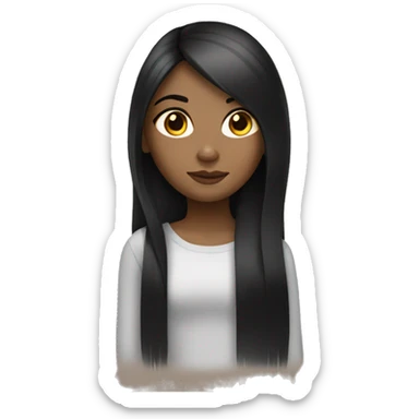A girl with light skin and long straight black hair sticker