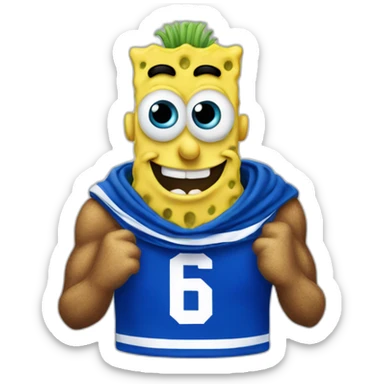 spongebob wearing a north melbourne AFL scarf sticker