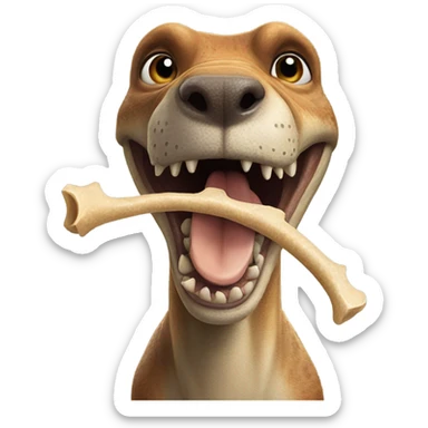 Dinosaur with a dog bone in his mouth sticker