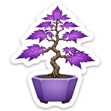 small short bonsai pot plant trident maple purple marijuana with triangular angular faceted asymmetrical originally shaped body  sticker