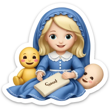 Doll saying goodnight sticker