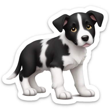 Black and White Border Collie Pitbull mix puppy  sticker