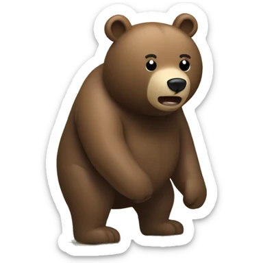 A bear pooping in the woods sticker