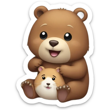 bear with hamster sticker