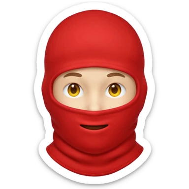 emoji face wearing a red balaclava, no text sticker
