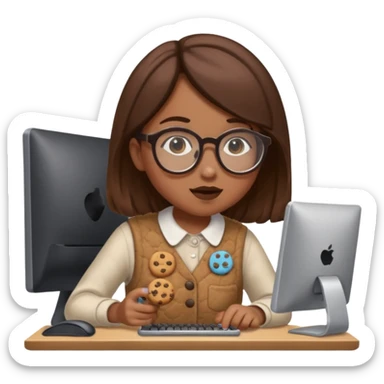 cookie clicker addict girl at computer mexican sticker