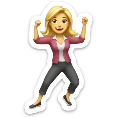 Happy female teacher dancing sticker