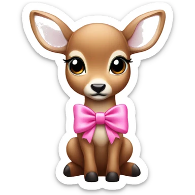 deer baby with a pink bow sticker