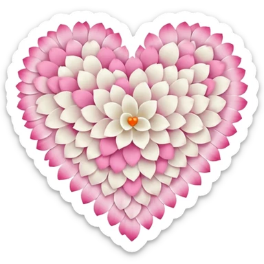 halloween s heart, heart made of white halloween petals with pink accents sticker