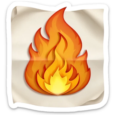 paper sheet with dialogue lines and small fire symbol sticker