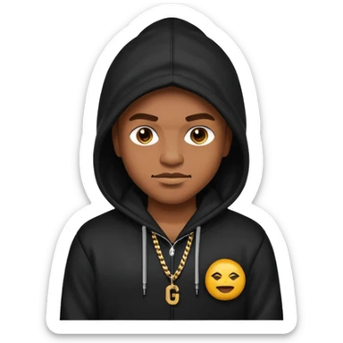 gangster emoji, modern street style, hoodie, bling, smirk sticker