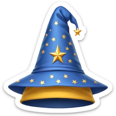 blue wizard hat with star-yellow pattern sticker