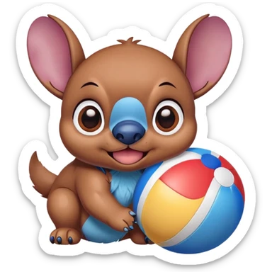 Stitch playing with a beach ball sticker