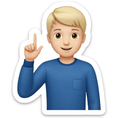 boy raising his finger talking sticker