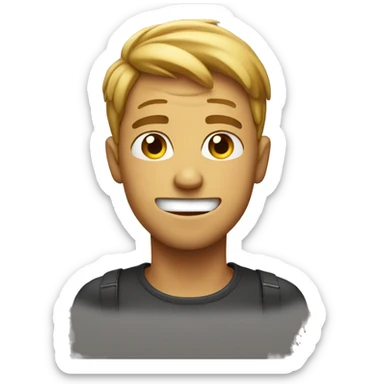 Guy sweating and grinning sticker