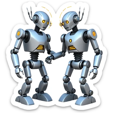 robotic fight between two futuristic robots like ultron   sticker